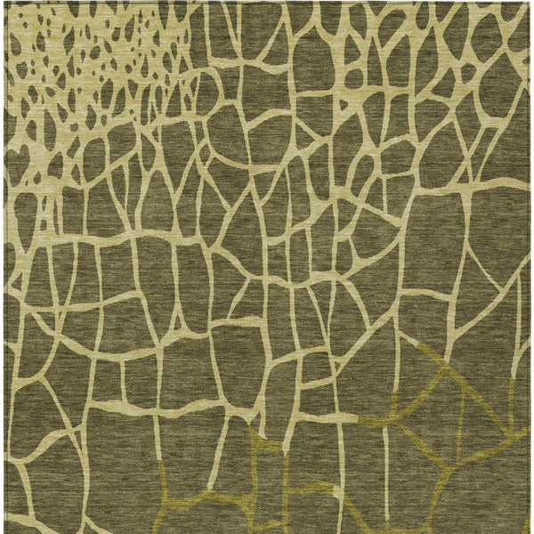 Homeroots 3' Beige And Tan Abstract Washable Area Rug For Indoor And Outdoor Spaces, Stain Resistant Design 10' X 14' Polyester 601157