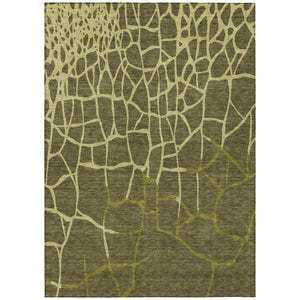 HomeRoots 5' Stylish Olive Green and Dark Green Abstract Area Rug – Durable, Washable for Indoor & Outdoor Use 10' X 14' 601157
