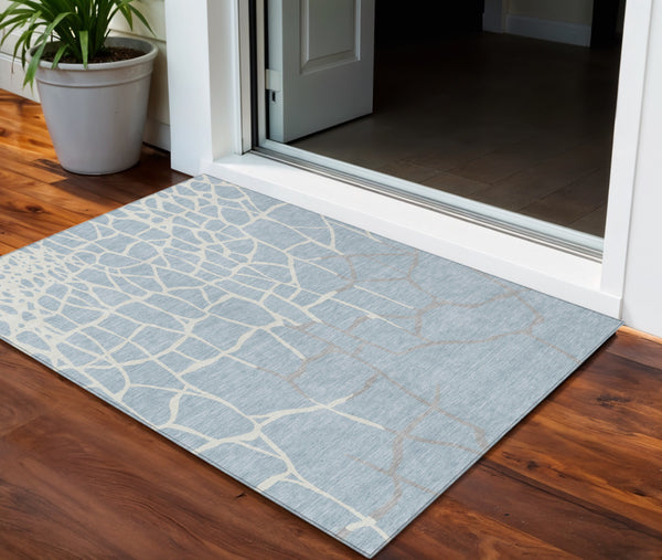 Homeroots 3' Beige And Tan Abstract Washable Area Rug For Indoor And Outdoor Spaces, Stain Resistant Design 3' X 5' Polyester 601158