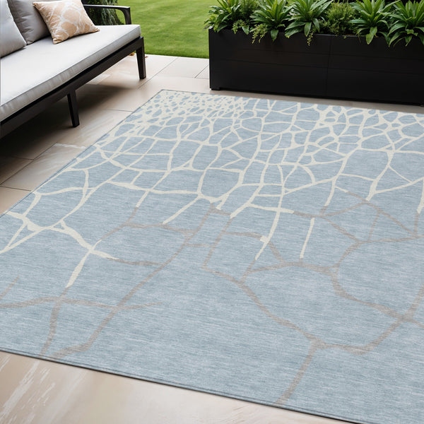 Homeroots 3' Beige And Tan Abstract Washable Area Rug For Indoor And Outdoor Spaces, Stain Resistant Design 5' X 8' Polyester 601159