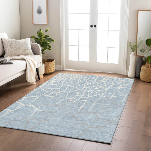 Homeroots 3' Beige And Tan Abstract Washable Area Rug For Indoor And Outdoor Spaces, Stain Resistant Design 5' X 8' Polyester 601159