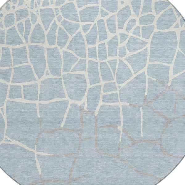 Homeroots 3' Beige And Tan Abstract Washable Area Rug For Indoor And Outdoor Spaces, Stain Resistant Design 8' Round Polyester 601160