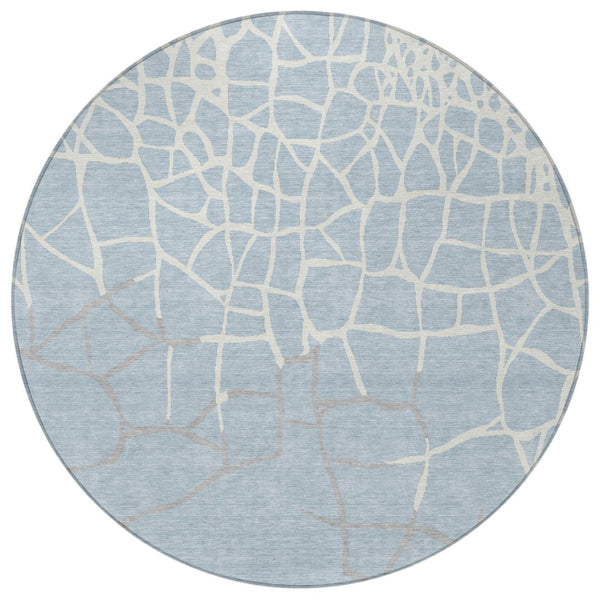 Homeroots 3' Beige And Tan Abstract Washable Area Rug For Indoor And Outdoor Spaces, Stain Resistant Design 8' Round Polyester 601160