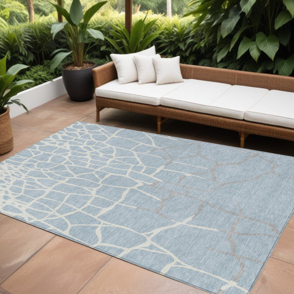 Homeroots 3' Beige And Tan Abstract Washable Area Rug For Indoor And Outdoor Spaces, Stain Resistant Design 9' X 12' Polyester 601162