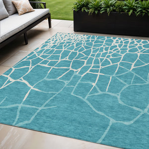 Homeroots 3' Beige And Tan Abstract Washable Area Rug For Indoor And Outdoor Spaces, Stain Resistant Design 5' X 8' Polyester 601165