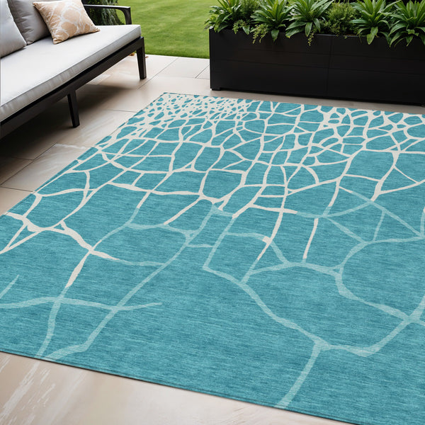 Homeroots 3' Beige And Tan Abstract Washable Area Rug For Indoor And Outdoor Spaces, Stain Resistant Design 5' X 8' Polyester 601165