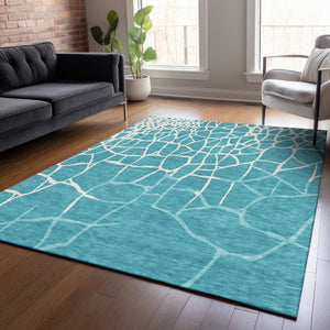 Homeroots 3' Beige And Tan Abstract Washable Area Rug For Indoor And Outdoor Spaces, Stain Resistant Design 5' X 8' Polyester 601165