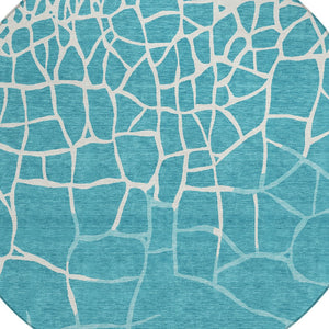 Homeroots 3' Beige And Tan Abstract Washable Area Rug For Indoor And Outdoor Spaces, Stain Resistant Design 8' Round Polyester 601166