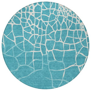 Homeroots 3' Beige And Tan Abstract Washable Area Rug For Indoor And Outdoor Spaces, Stain Resistant Design 8' Round Polyester 601166