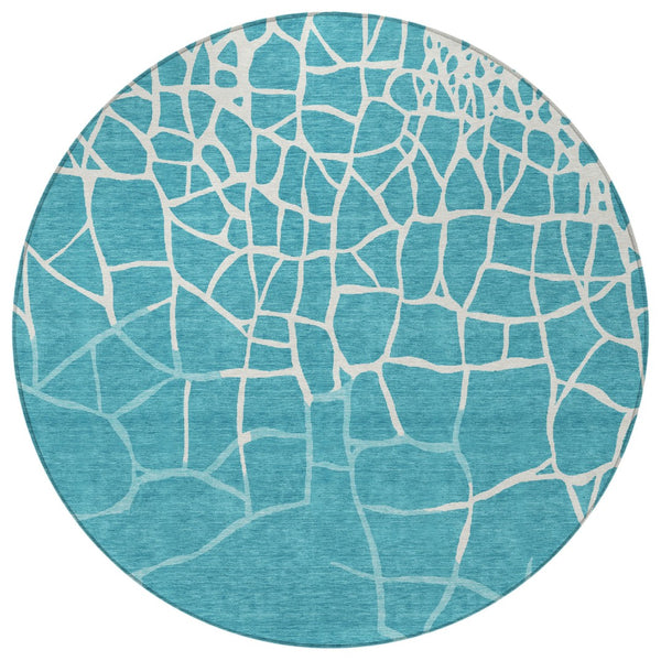 Homeroots 3' Beige And Tan Abstract Washable Area Rug For Indoor And Outdoor Spaces, Stain Resistant Design 8' Round Polyester 601166