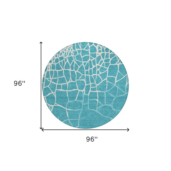 Homeroots 3' Beige And Tan Abstract Washable Area Rug For Indoor And Outdoor Spaces, Stain Resistant Design 8' Round Polyester 601166