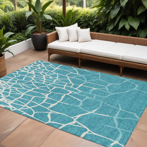 Homeroots 3' Beige And Tan Abstract Washable Area Rug For Indoor And Outdoor Spaces, Stain Resistant Design 8' X 10' Polyester 601167