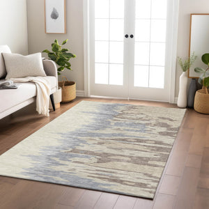 Homeroots 3' Stylish Abstract Beige Brown Gray Washable Indoor Outdoor Area Rug For Versatile Spaces 3' X 5' Polyester 601170