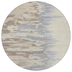 Homeroots 3' Stylish Abstract Beige Brown Gray Washable Indoor Outdoor Area Rug For Versatile Spaces 8' Round Polyester 601172