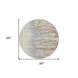 Homeroots 3' Stylish Abstract Beige Brown Gray Washable Indoor Outdoor Area Rug For Versatile Spaces 8' Round Polyester 601172
