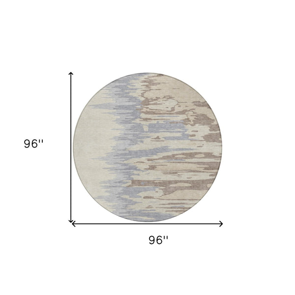 Homeroots 3' Stylish Abstract Beige Brown Gray Washable Indoor Outdoor Area Rug For Versatile Spaces 8' Round Polyester 601172