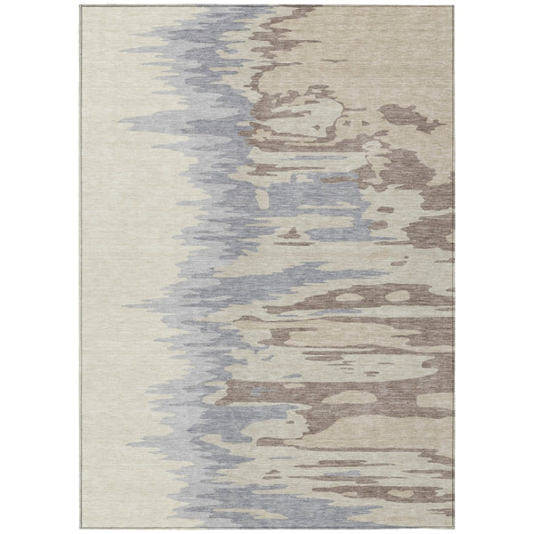 HomeRoots 9' X 12' Abstract Washable Area Rug in Beige, Brown & Gray – Durable Indoor/Outdoor Style for All Spaces 601174