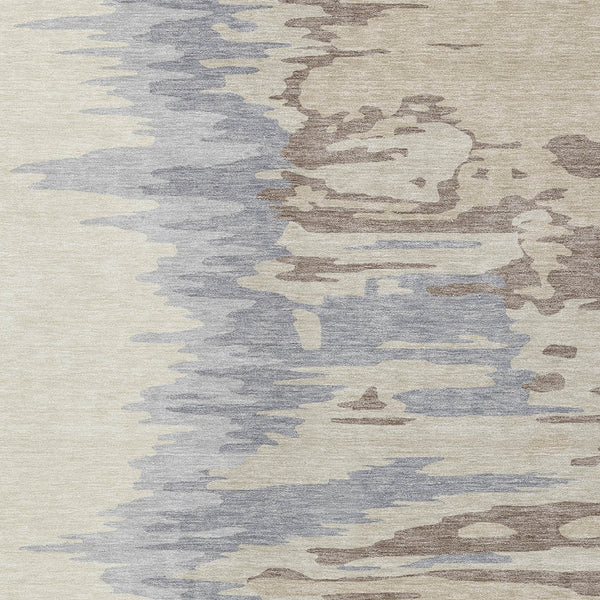 Homeroots 3' Stylish Abstract Beige Brown Gray Washable Indoor Outdoor Area Rug For Versatile Spaces 9' X 12' Polyester 601174