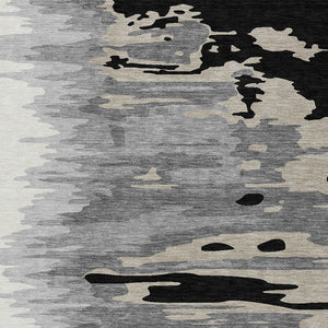 Homeroots 3' Stylish Abstract Beige Brown Gray Washable Indoor Outdoor Area Rug For Versatile Spaces 3' X 5' Polyester 601176