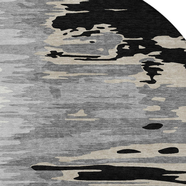 Homeroots 3' Stylish Abstract Beige Brown Gray Washable Indoor Outdoor Area Rug For Versatile Spaces 8' Round Polyester 601178