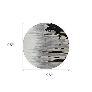 Homeroots 3' Stylish Abstract Beige Brown Gray Washable Indoor Outdoor Area Rug For Versatile Spaces 8' Round Polyester 601178