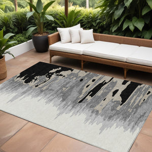 Homeroots 3' Stylish Abstract Beige Brown Gray Washable Indoor Outdoor Area Rug For Versatile Spaces 8' X 10' Polyester 601179