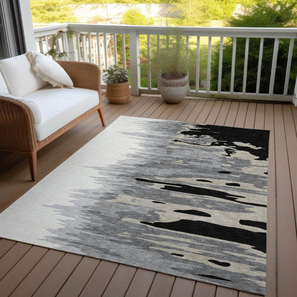 Homeroots 3' Stylish Abstract Beige Brown Gray Washable Indoor Outdoor Area Rug For Versatile Spaces 9' X 12' Polyester 601180