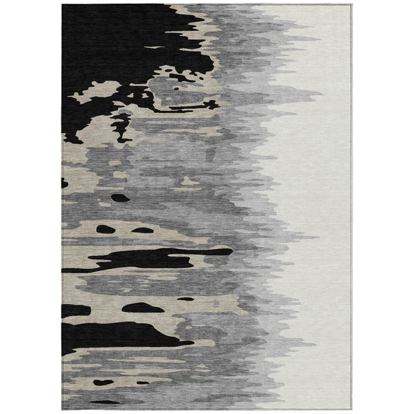 Homeroots 3' Stylish Abstract Beige Brown Gray Washable Indoor Outdoor Area Rug For Versatile Spaces 10' X 14' Polyester 601181