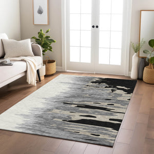 Homeroots 3' Stylish Abstract Beige Brown Gray Washable Indoor Outdoor Area Rug For Versatile Spaces 10' X 14' Polyester 601181