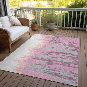 Homeroots 3' Stylish Abstract Beige Brown Gray Washable Indoor Outdoor Area Rug For Versatile Spaces 3' X 5' Polyester 601182