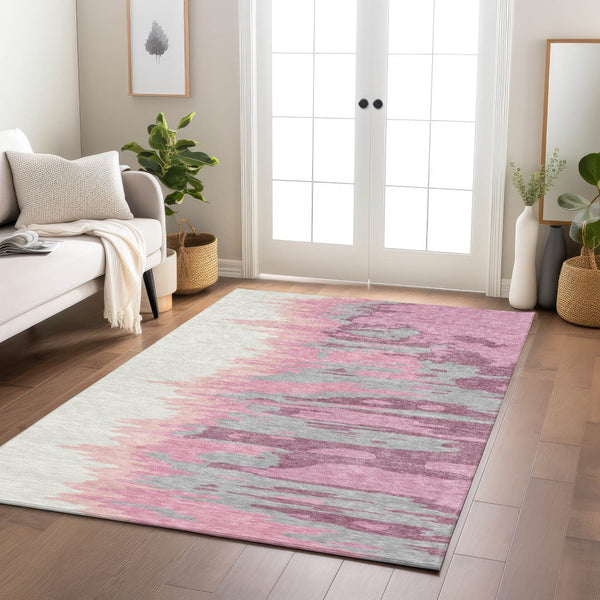 Homeroots 3' Stylish Abstract Beige Brown Gray Washable Indoor Outdoor Area Rug For Versatile Spaces 5' X 8' Polyester 601183