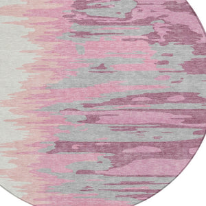 Homeroots 3' Stylish Abstract Beige Brown Gray Washable Indoor Outdoor Area Rug For Versatile Spaces 8' Round Polyester 601184