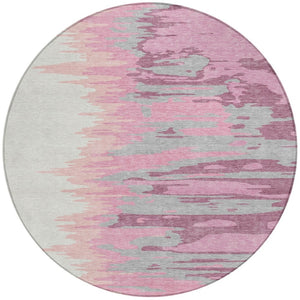 Homeroots 3' Stylish Abstract Beige Brown Gray Washable Indoor Outdoor Area Rug For Versatile Spaces 8' Round Polyester 601184