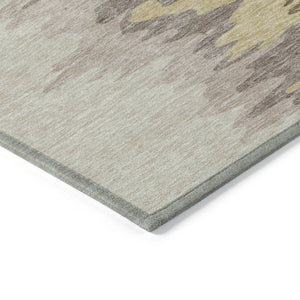 Homeroots 3' Stylish Abstract Beige Brown Gray Washable Indoor Outdoor Area Rug For Versatile Spaces 3' X 5' Polyester 601188