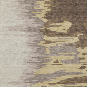 Homeroots 3' Stylish Abstract Beige Brown Gray Washable Indoor Outdoor Area Rug For Versatile Spaces 5' X 8' Polyester 601189