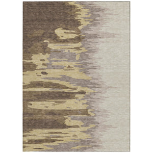 Homeroots 3' Stylish Abstract Beige Brown Gray Washable Indoor Outdoor Area Rug For Versatile Spaces 8' X 10' Polyester 601191