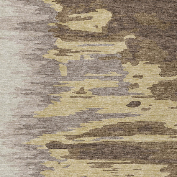 Homeroots 3' Stylish Abstract Beige Brown Gray Washable Indoor Outdoor Area Rug For Versatile Spaces 9' X 12' Polyester 601192