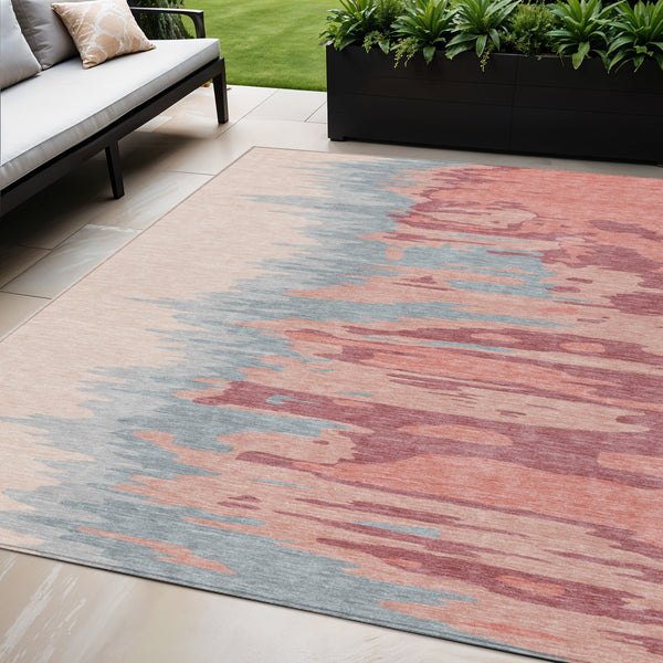 Homeroots 3' Stylish Abstract Beige Brown Gray Washable Indoor Outdoor Area Rug For Versatile Spaces 5' X 8' Polyester 601195
