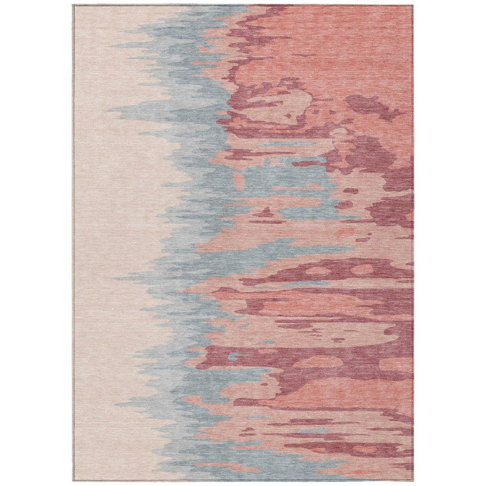HomeRoots 9' Coral Pink & Gray Abstract Area Rug - Durable, Washable Indoor/Outdoor Design for High Traffic Spaces 601198