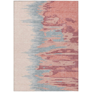 HomeRoots 9' Coral Pink & Gray Abstract Area Rug - Durable, Washable Indoor/Outdoor Design for High Traffic Spaces 601198