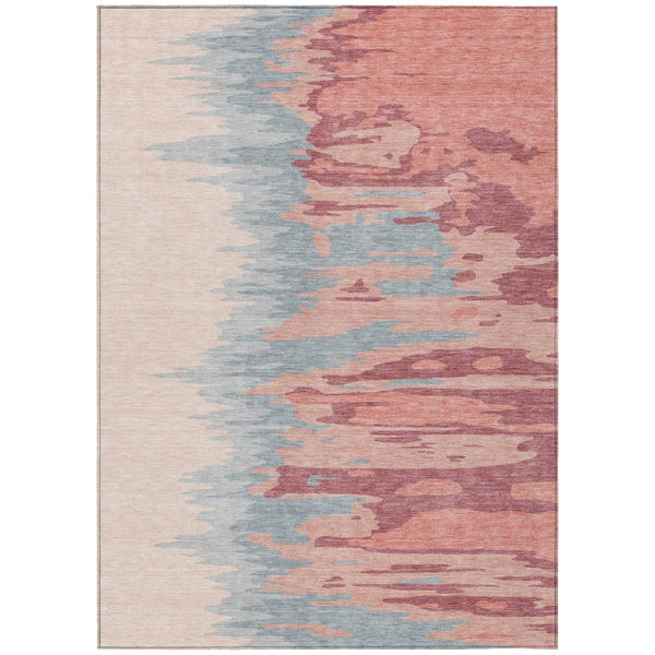 HomeRoots 9' Coral Pink & Gray Abstract Area Rug - Durable, Washable Indoor/Outdoor Design for High Traffic Spaces 601198
