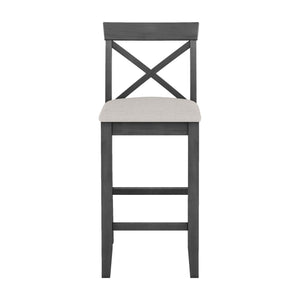 English Elm TOPMAX Farmhouse 48" Rectangular Wood Bar Height Dining Set with 2 Cushioned Stools, Space-Saving Design Gray+Beige N717P334716E