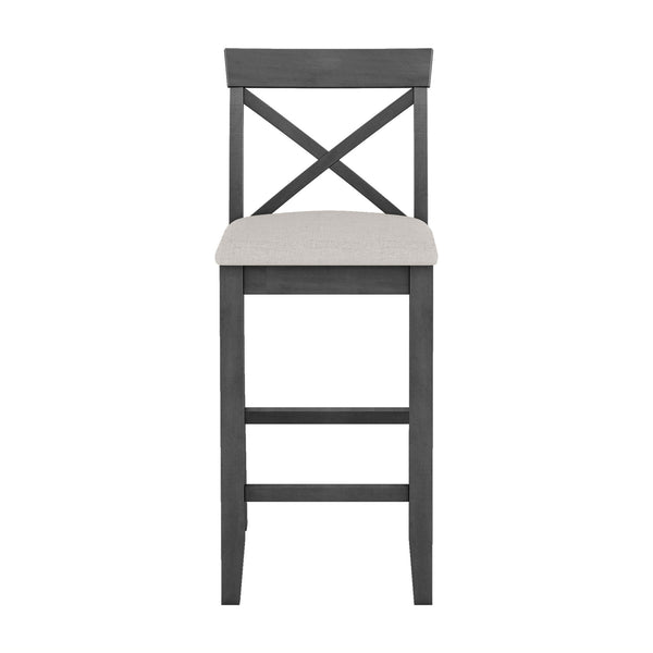 English Elm TOPMAX Farmhouse 48" Rectangular Wood Bar Height Dining Set with 2 Cushioned Stools, Space-Saving Design Gray+Beige N717P334716E