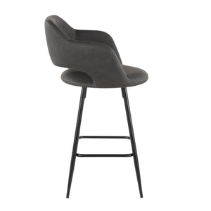 English Elm Margarite Contemporary Counter Stools Set Of 2 In Grey Faux Leather & Black Metal - Ergonomic Design B202P222356