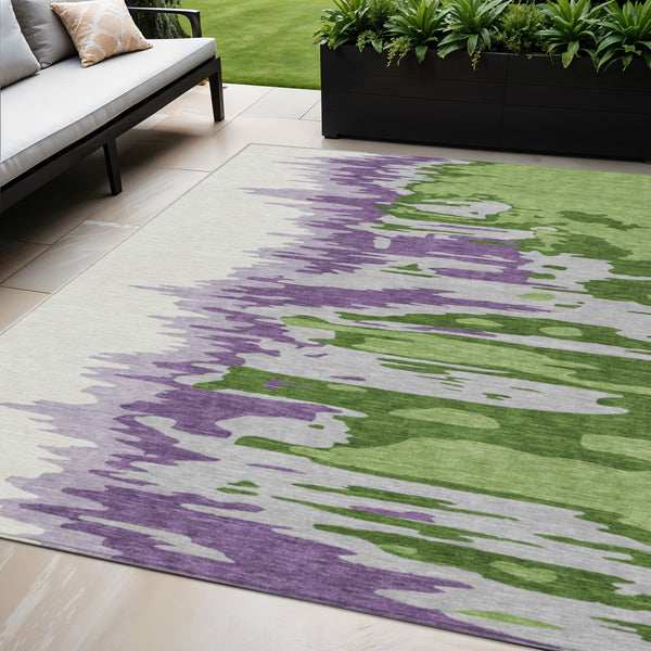 Homeroots 3' Stylish Abstract Beige Brown Gray Washable Indoor Outdoor Area Rug For Versatile Spaces 5' X 8' Polyester 601201