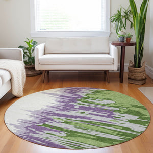 Homeroots 3' Stylish Abstract Beige Brown Gray Washable Indoor Outdoor Area Rug For Versatile Spaces 8' Round Polyester 601202