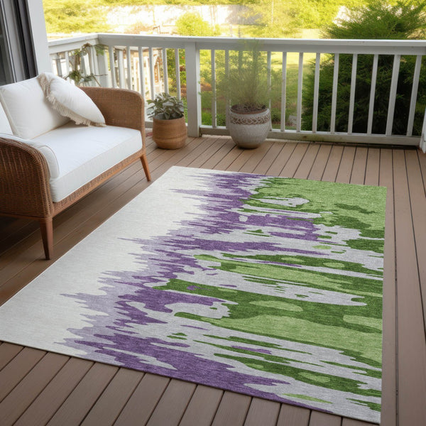 Homeroots 3' Stylish Abstract Beige Brown Gray Washable Indoor Outdoor Area Rug For Versatile Spaces 9' X 12' Polyester 601204