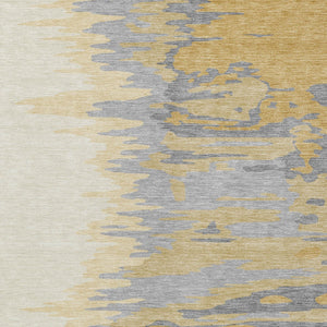 Homeroots 3' Stylish Abstract Beige Brown Gray Washable Indoor Outdoor Area Rug For Versatile Spaces 3' X 5' Polyester 601206