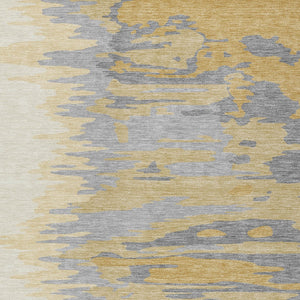 Homeroots 3' Stylish Abstract Beige Brown Gray Washable Indoor Outdoor Area Rug For Versatile Spaces 5' X 8' Polyester 601207