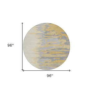 Homeroots 3' Stylish Abstract Beige Brown Gray Washable Indoor Outdoor Area Rug For Versatile Spaces 8' Round Polyester 601208